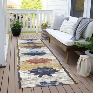 Piper Looms Chantille Tribal ACN1946 Gold Machine Washable Area Rug Runner Outdoor Lifestyle Image Feature