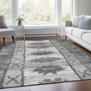Piper Looms Chantille Tribal ACN1946 Gray Machine Washable Area Rug Lifestyle Image Feature
