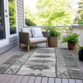 Piper Looms Chantille Tribal ACN1946 Gray Machine Washable Area Rug Outdoor Lifestyle Image Feature