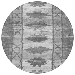 Piper Looms Chantille Tribal ACN1946 Gray Machine Washable Area Rug Round Main Image