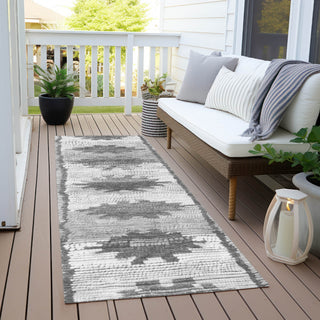 Piper Looms Chantille Tribal ACN1946 Gray Machine Washable Area Rug Runner Outdoor Lifestyle Image Feature