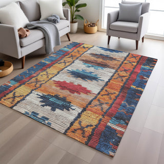 Piper Looms Chantille Tribal ACN1946 Navy Machine Washable Area Rug Lifestyle Image Feature