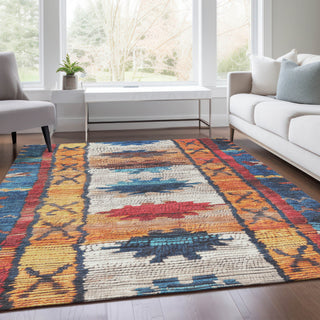 Piper Looms Chantille Tribal ACN1946 Navy Machine Washable Area Rug Lifestyle Image Feature