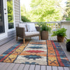 Piper Looms Chantille Tribal ACN1946 Navy Machine Washable Area Rug Outdoor Lifestyle Image Feature