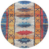 Piper Looms Chantille Tribal ACN1946 Navy Machine Washable Area Rug Round Main Image