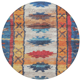 Piper Looms Chantille Tribal ACN1946 Navy Machine Washable Area Rug Round Main Image