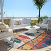 Piper Looms Chantille Tribal ACN1946 Navy Machine Washable Area Rug Round Outdoor Lifestyle Image Feature