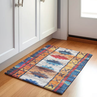 Piper Looms Chantille Tribal ACN1946 Navy Machine Washable Area Rug Scatter Lifestyle Image Feature