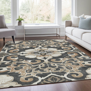 Piper Looms Chantille Global ACN1947 Charcoal Machine Washable Area Rug Lifestyle Image Feature