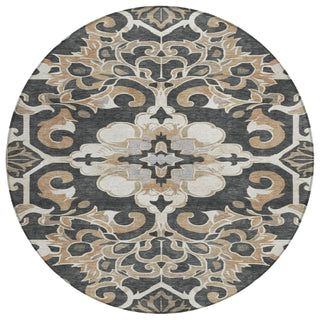 Piper Looms Chantille Global ACN1947 Charcoal Machine Washable Area Rug Round Main Image