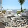 Piper Looms Chantille Global ACN1947 Charcoal Machine Washable Area Rug Round Outdoor Lifestyle Image Feature