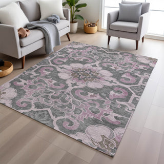 Piper Looms Chantille Global ACN1947 Pink Machine Washable Area Rug Lifestyle Image Feature