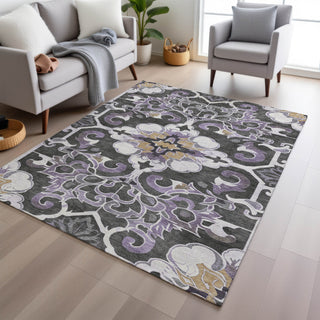 Piper Looms Chantille Global ACN1947 Purple Machine Washable Area Rug Lifestyle Image Feature
