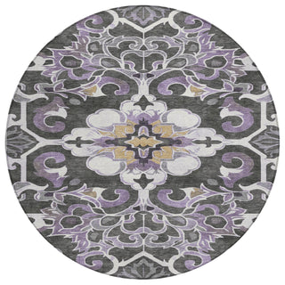 Piper Looms Chantille Global ACN1947 Purple Machine Washable Area Rug Round Main Image