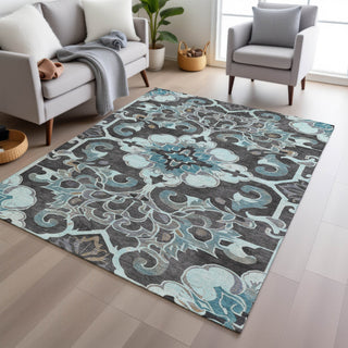 Piper Looms Chantille Global ACN1947 Teal Machine Washable Area Rug Lifestyle Image Feature