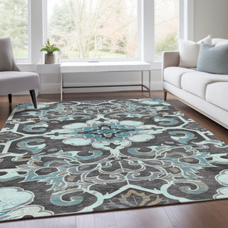 Piper Looms Chantille Global ACN1947 Teal Machine Washable Area Rug Lifestyle Image Feature