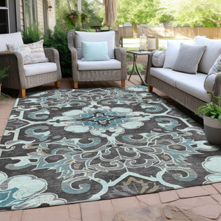 Piper Looms Chantille Global ACN1947 Teal Machine Washable Area Rug Outdoor Lifestyle Image Feature
