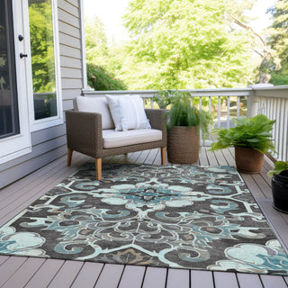 Piper Looms Chantille Global ACN1947 Teal Machine Washable Area Rug Outdoor Lifestyle Image Feature