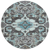 Piper Looms Chantille Global ACN1947 Teal Machine Washable Area Rug Round Main Image