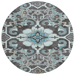 Piper Looms Chantille Global ACN1947 Teal Machine Washable Area Rug Round Main Image