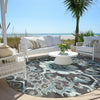 Piper Looms Chantille Global ACN1947 Teal Machine Washable Area Rug Round Outdoor Lifestyle Image Feature