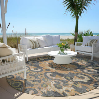 Piper Looms Chantille Global ACN1947 Terracotta Machine Washable Area Rug Round Outdoor Lifestyle Image Feature