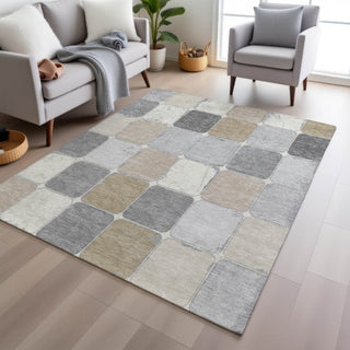 Piper Looms Chantille Geometric ACN1948 Beige Machine Washable Area Rug Lifestyle Image Feature