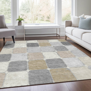 Piper Looms Chantille Geometric ACN1948 Beige Machine Washable Area Rug Lifestyle Image Feature
