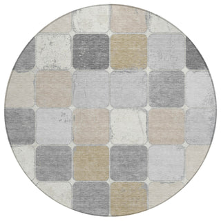 Piper Looms Chantille Geometric ACN1948 Beige Machine Washable Area Rug Round Main Image