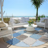 Piper Looms Chantille Geometric ACN1948 Blue Machine Washable Area Rug Round Outdoor Lifestyle Image Feature