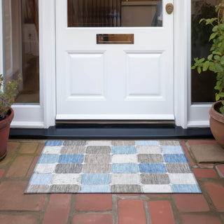 Piper Looms Chantille Geometric ACN1948 Blue Machine Washable Area Rug Scatter Outdoor Lifestyle Image Feature