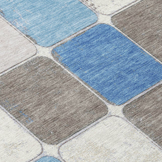 Piper Looms Chantille Geometric ACN1948 Blue Machine Washable Area Rug Swatch Image