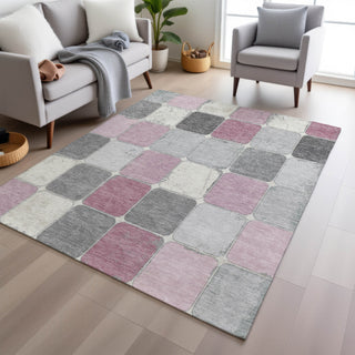 Piper Looms Chantille Geometric ACN1948 Blush Machine Washable Area Rug Lifestyle Image Feature