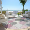 Piper Looms Chantille Geometric ACN1948 Blush Machine Washable Area Rug Round Outdoor Lifestyle Image Feature