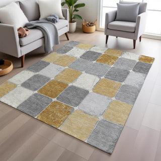 Piper Looms Chantille Geometric ACN1948 Gold Machine Washable Area Rug Lifestyle Image Feature