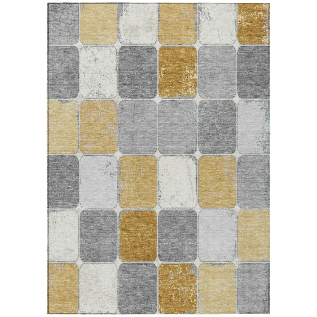 Piper Looms Chantille Geometric ACN1948 Gold Machine Washable Area Rug main image
