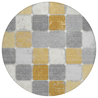 Piper Looms Chantille Geometric ACN1948 Gold Machine Washable Area Rug Round Main Image