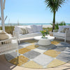 Piper Looms Chantille Geometric ACN1948 Gold Machine Washable Area Rug Round Outdoor Lifestyle Image Feature