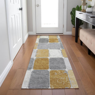 Piper Looms Chantille Geometric ACN1948 Gold Machine Washable Area Rug Runner Lifestyle Image Feature