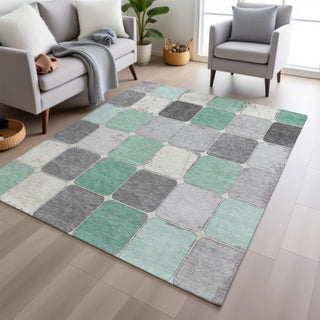 Piper Looms Chantille Geometric ACN1948 Mint Machine Washable Area Rug Lifestyle Image Feature