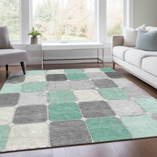Piper Looms Chantille Geometric ACN1948 Mint Machine Washable Area Rug Lifestyle Image Feature