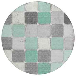 Piper Looms Chantille Geometric ACN1948 Mint Machine Washable Area Rug Round Main Image