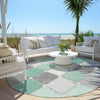 Piper Looms Chantille Geometric ACN1948 Mint Machine Washable Area Rug Round Outdoor Lifestyle Image Feature