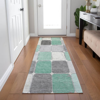 Piper Looms Chantille Geometric ACN1948 Mint Machine Washable Area Rug Runner Lifestyle Image Feature