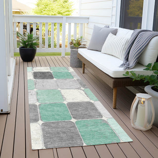 Piper Looms Chantille Geometric ACN1948 Mint Machine Washable Area Rug Runner Outdoor Lifestyle Image Feature