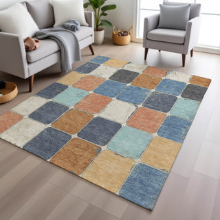 Piper Looms Chantille Geometric ACN1948 Rust Machine Washable Area Rug Lifestyle Image Feature