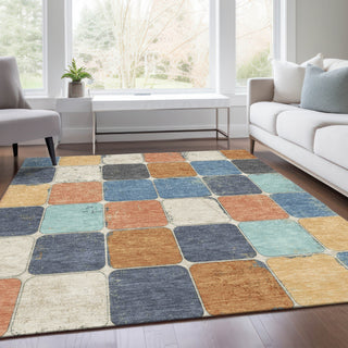 Piper Looms Chantille Geometric ACN1948 Rust Machine Washable Area Rug Lifestyle Image Feature