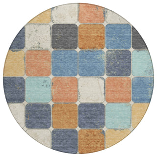 Piper Looms Chantille Geometric ACN1948 Rust Machine Washable Area Rug Round Main Image