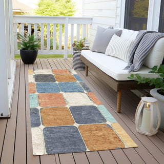 Piper Looms Chantille Geometric ACN1948 Rust Machine Washable Area Rug Runner Outdoor Lifestyle Image Feature