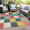 Piper Looms Chantille Geometric ACN1948 Teal Machine Washable Area Rug Outdoor Lifestyle Image Feature